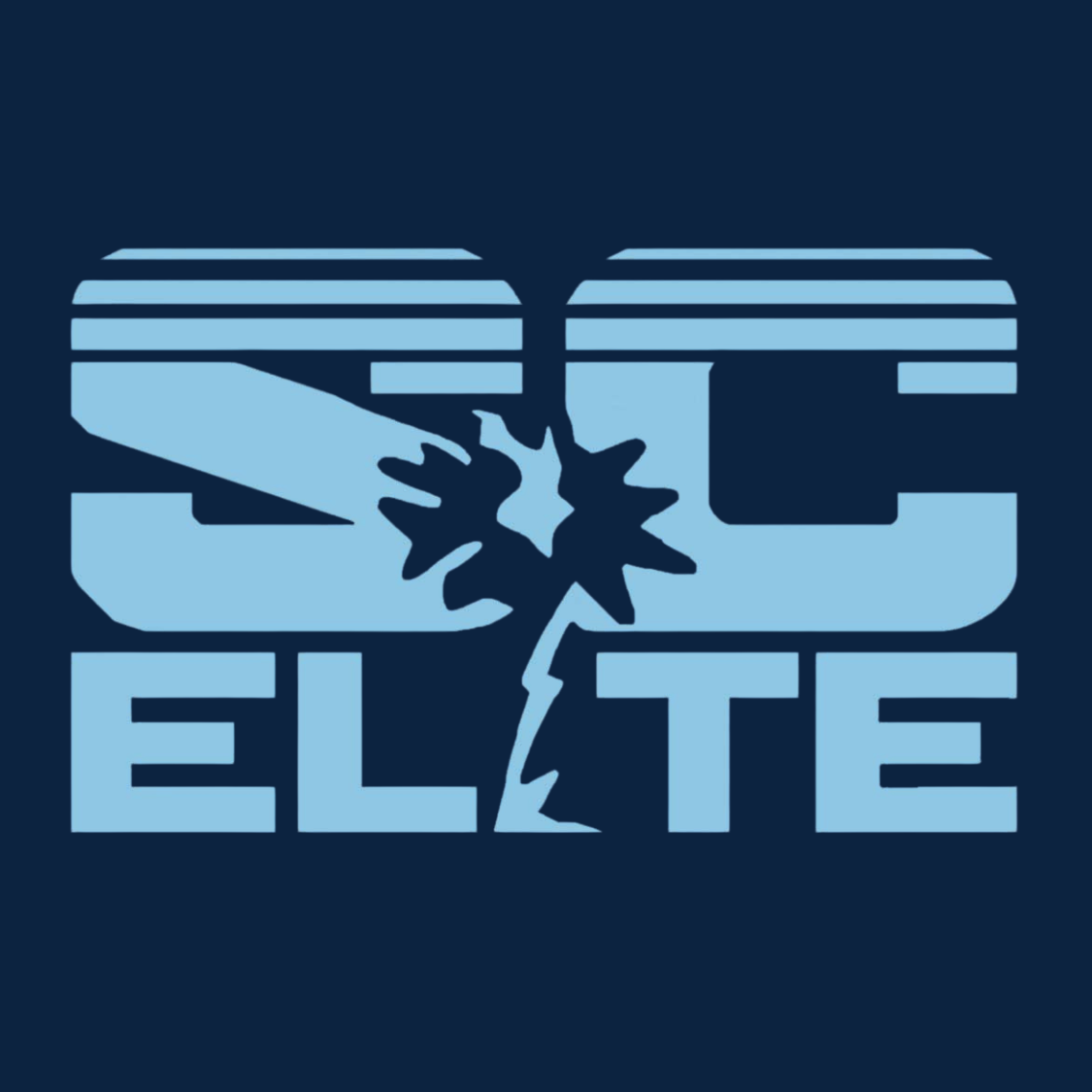 Blue “SC ELITE” logo with a shattered/starburst effect in the center