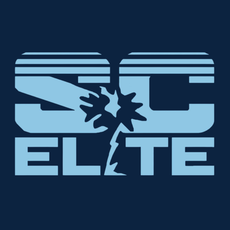 HOME Blue “SC ELITE” logo with a shattered/starburst effect in the center