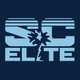 Blue “SC ELITE” logo with a shattered/starburst effect in the center