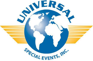 Logo: Blue globe with white continents, 
