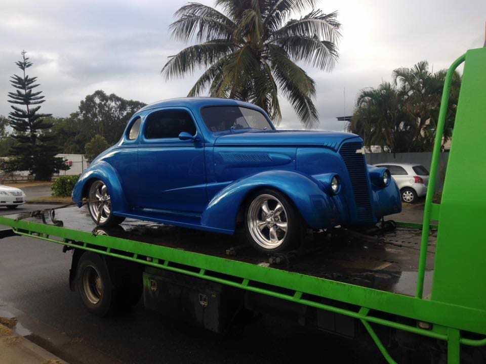 Vintage Blue Car on Tow Tray - Towing Services in Mount Sheridan, QLD