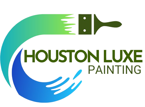 Houston Luxe Painting logo: paintbrush with green and blue paint strokes. Text reads "Houston Luxe Painting."