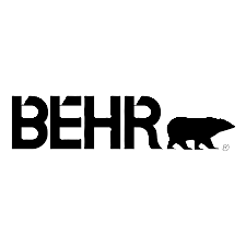 Behr paint logo: Black text "BEHR" with a black polar bear silhouette to the right.