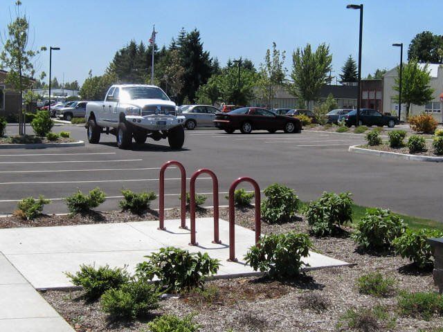 Bike rack with red paint — Junction City, OR — Radius Pipe Bending & Fabricating