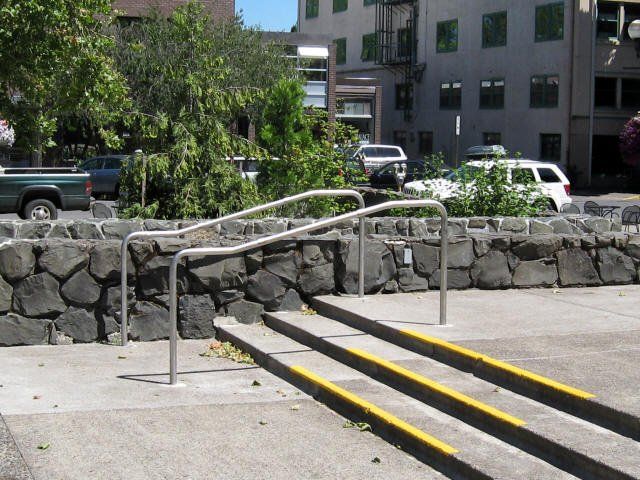 Handrails for concrete steps — Junction City, OR — Radius Pipe Bending & Fabricating