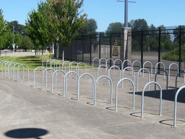 Bike rack with white paint — Junction City, OR — Radius Pipe Bending & Fabricating