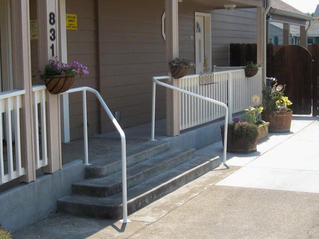 Handrail with white paint — Junction City, OR — Radius Pipe Bending & Fabricating