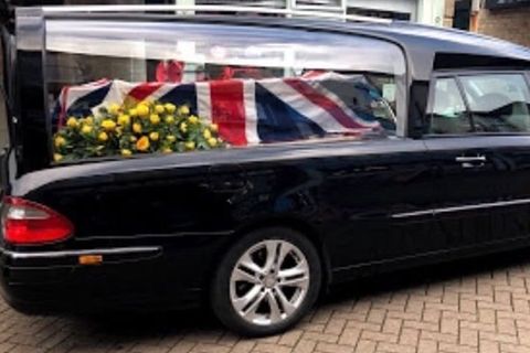ex-serviceman or woman funeral with union jack flag