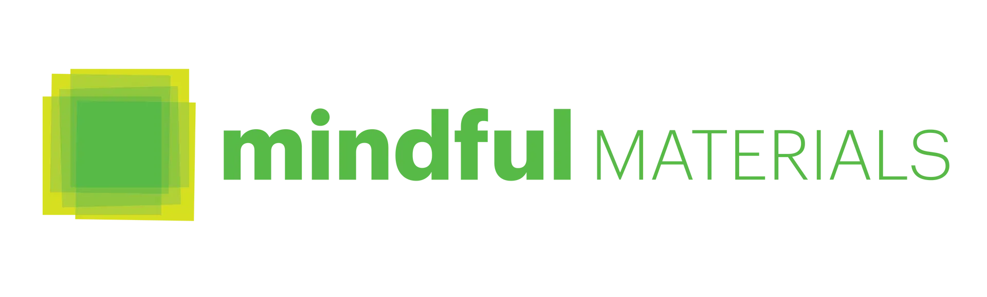 A green and white logo for mindful materials