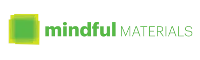 A green and white logo for mindful materials