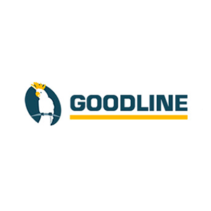 The logo for goodline is a bird with a crown on its head.