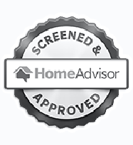 A screened and home advisor approved seal on a white background.