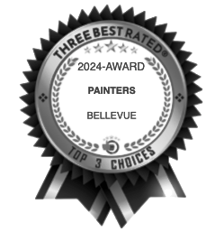 A seal that says three best rated painters bellevue