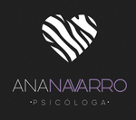 Logotipo para Ana Navarro, Psicóloga: corazón blanco con rayas de cebra sobre el nombre, 