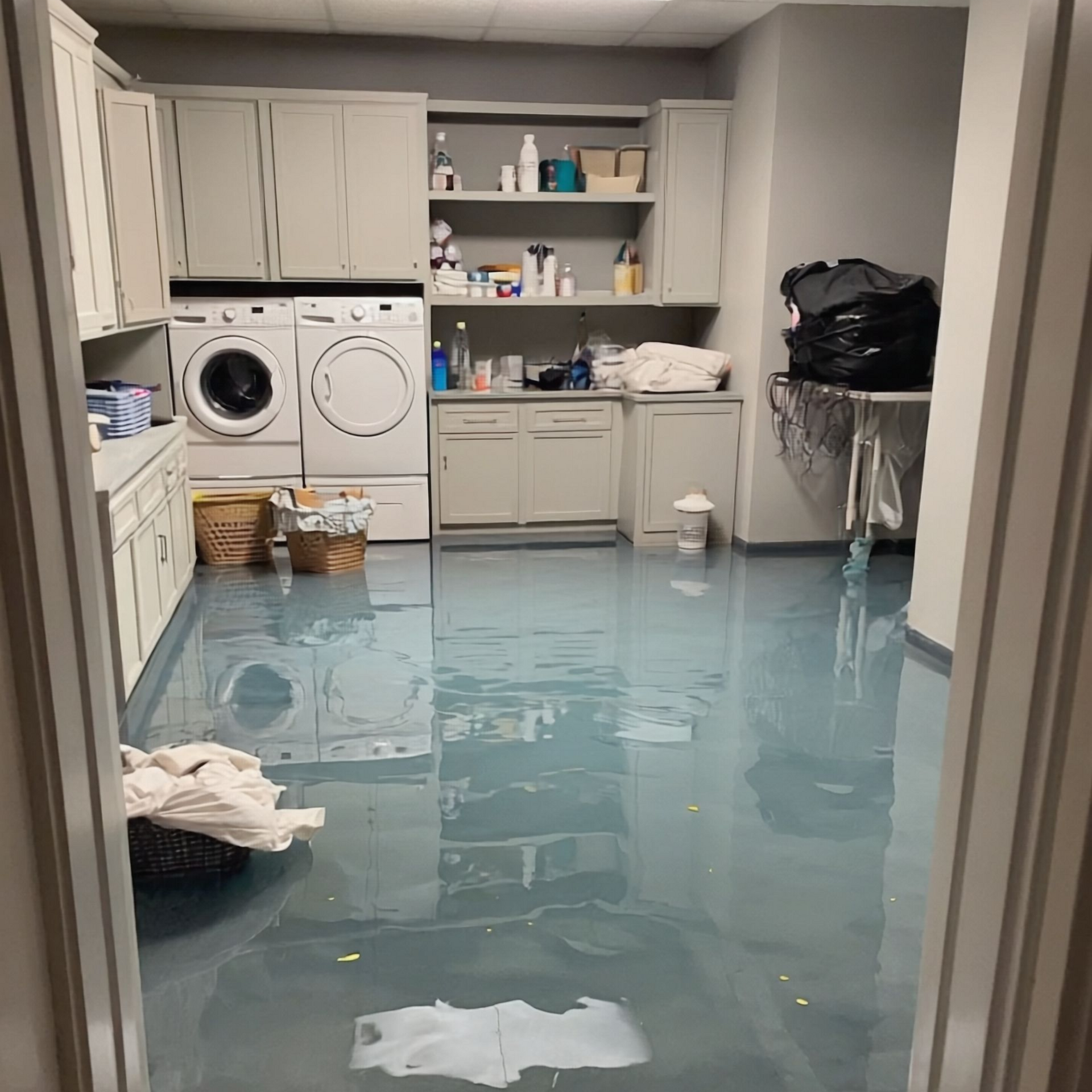 Flooded basement in Portage, Indiana