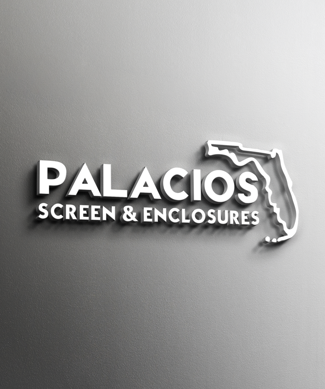 A black and white logo for palacios screen and enclosures