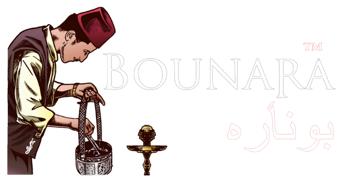 Man in fez with basket, logo 