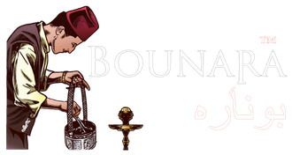 Man in fez with basket, logo 