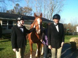 Photo: Gary (retired horse) and two riders