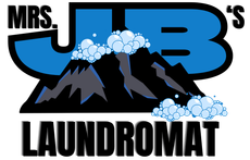 Mrs. J's Laundromat logo with blue 