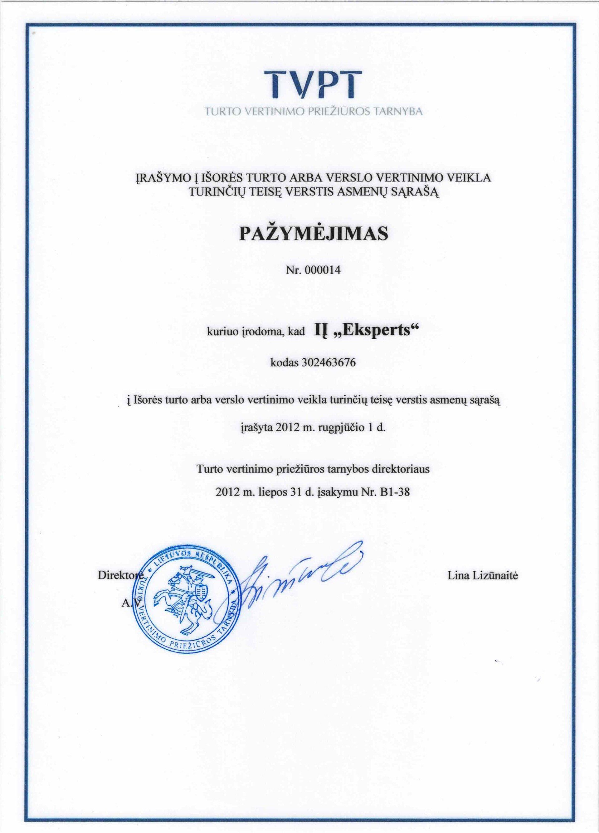 Eksperts darbuotojų kvalifikacija