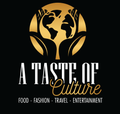 A taste of culture logo on a black background