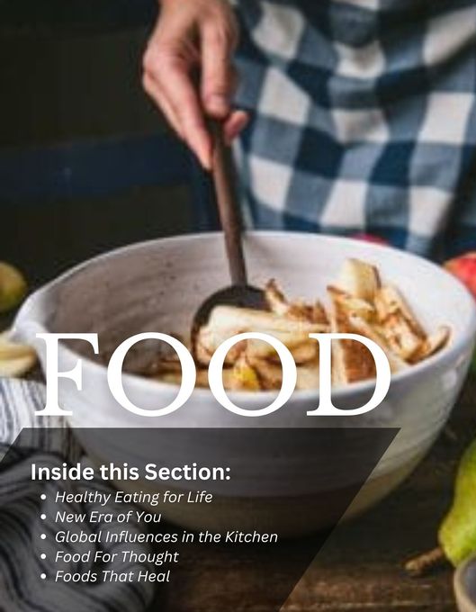 A close up of a plate of food with the word food on it.