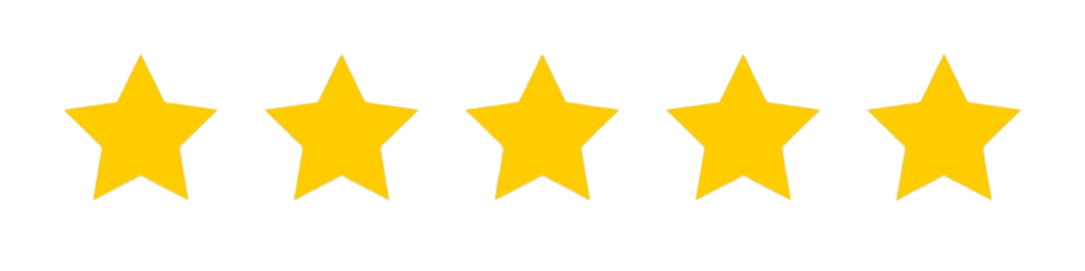 Five yellow stars in a row, representing a five-star rating.
