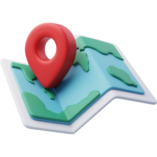 Red map marker on an illustrated world map, indicating location.
