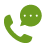 A green icon depicting a telephone handset paired with a speech bubble containing three white dots.