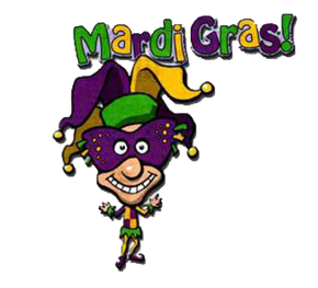 a cartoon drawing of a mardi gras jester