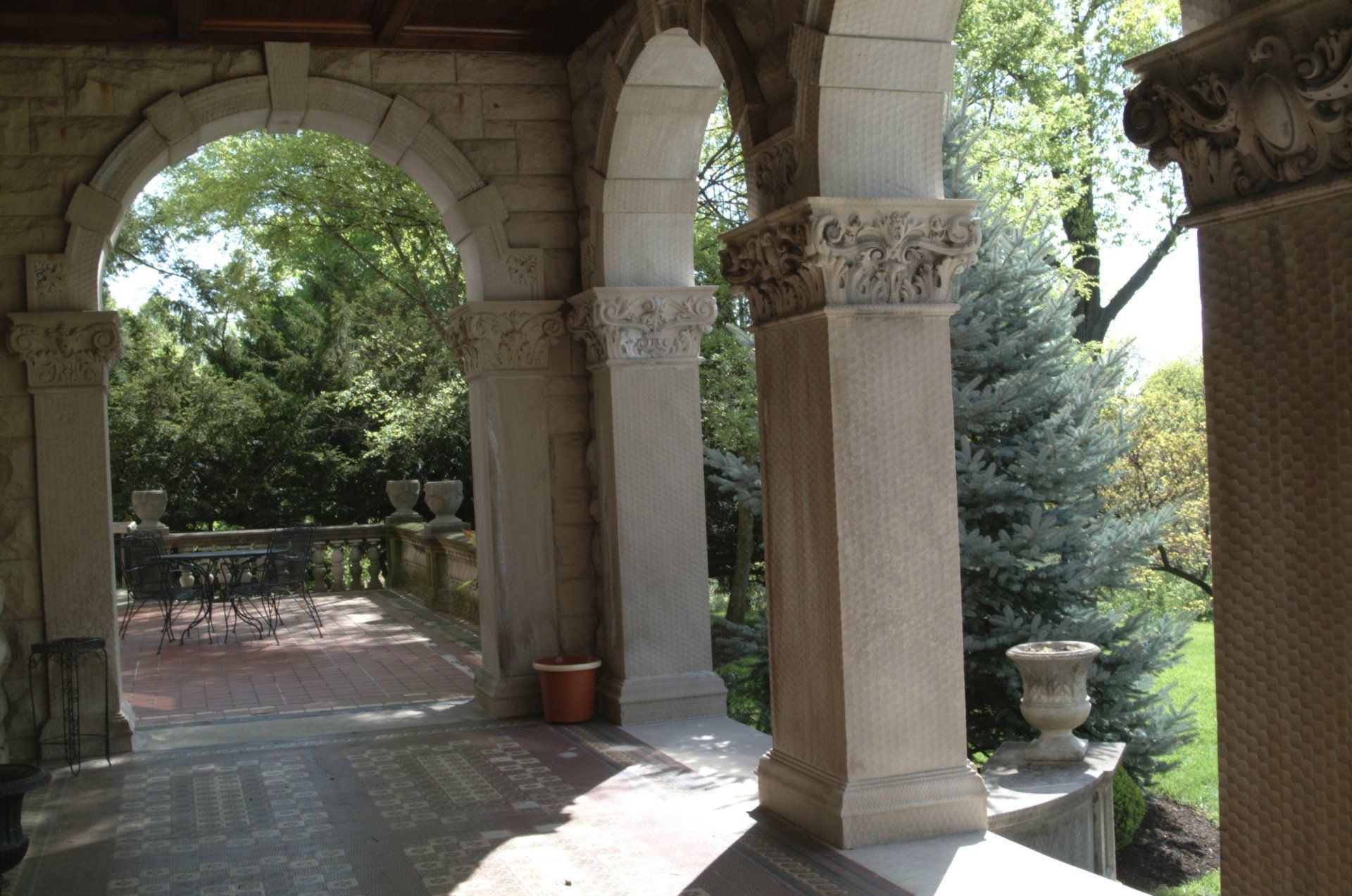 Under the gallery on the front porch of the Côte Bonneville Estate