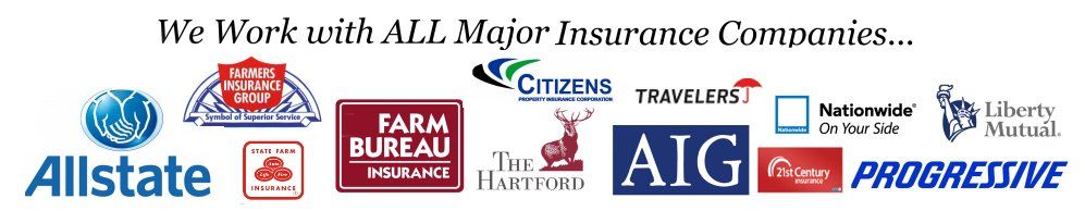 a banner that says we work with all major insurance companies