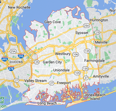 a map showing the location of glen cove in new york