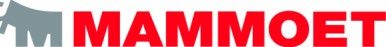 Logotipo de "Mammoet" en texto rojo, con una silueta gris de un elefante a la izquierda.