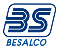 Logotipo de Besalco azul y blanco: letras "BS" estilizadas dentro de un rectángulo redondeado, con el texto "BESALCO" debajo.
