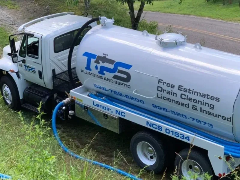 White septic truck with