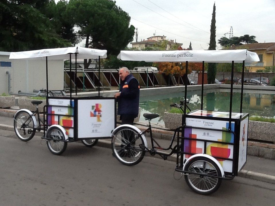 tricicli pubblicitari cargo bike promozione turismo banco informazioni turistiche Firenze