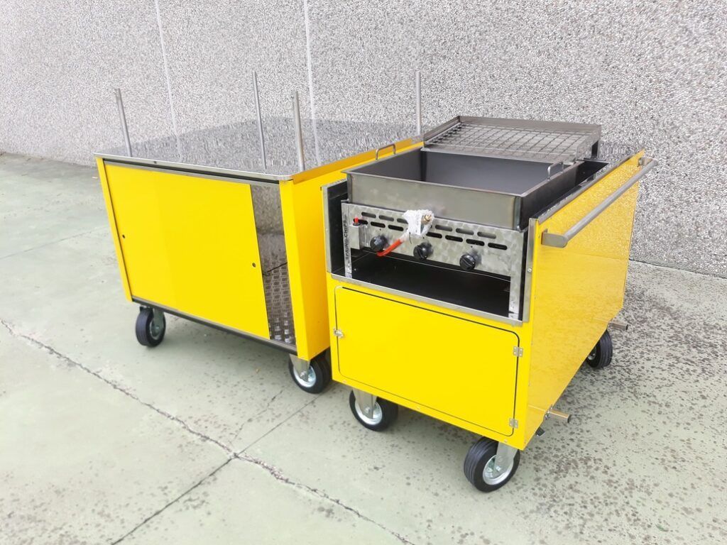 Carrello a spinta Push Cart per street Food Friggitoria friggitrice  per arancini frittelle patatine Fry Top Hot dog