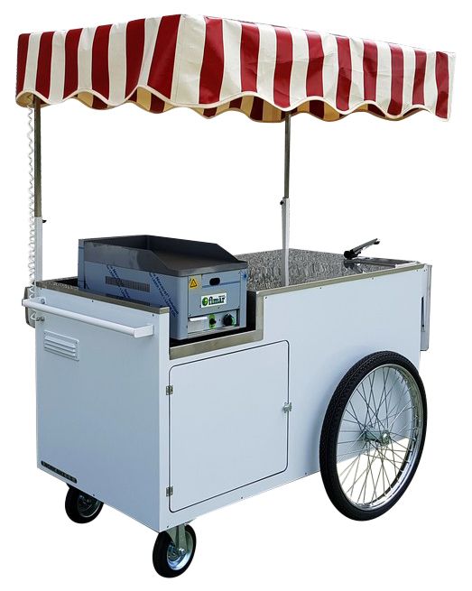 Carrello a spinta Push Cart per street Food crepes piadine hot dog cocktail bar