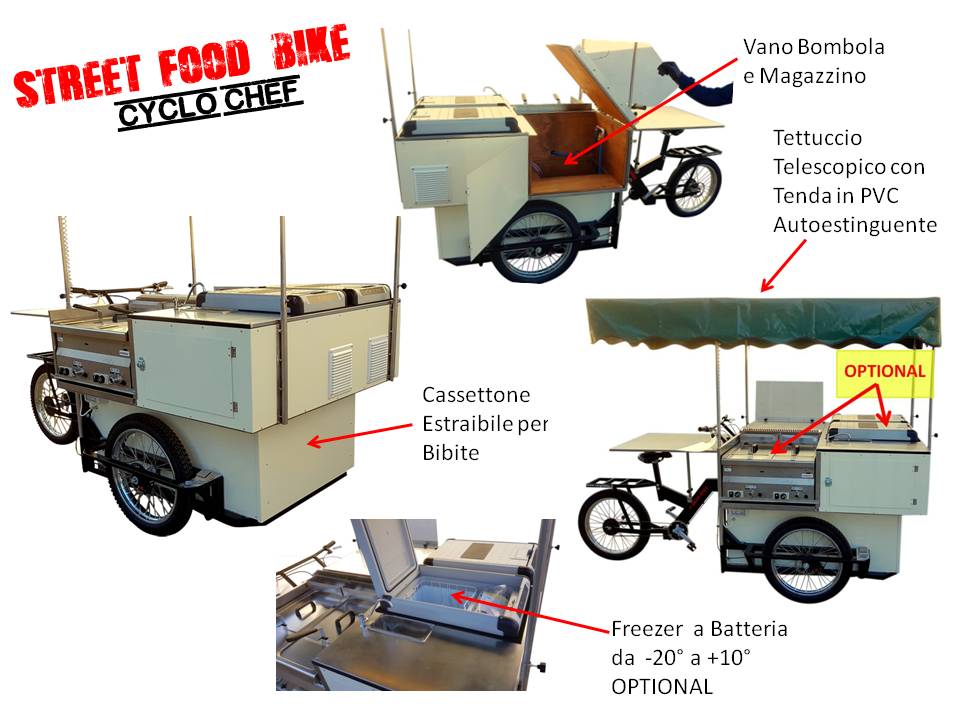 Cucina mobile Chef su triciclo cargo bike