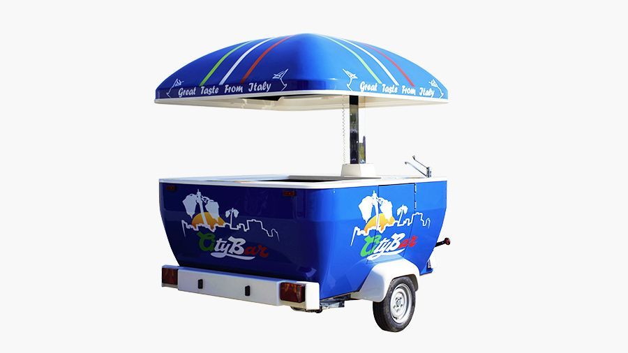 Florens Chiosco Mobile Rimorchiabile in vetroresina per snack caffè churros crepes granite drink spremute
