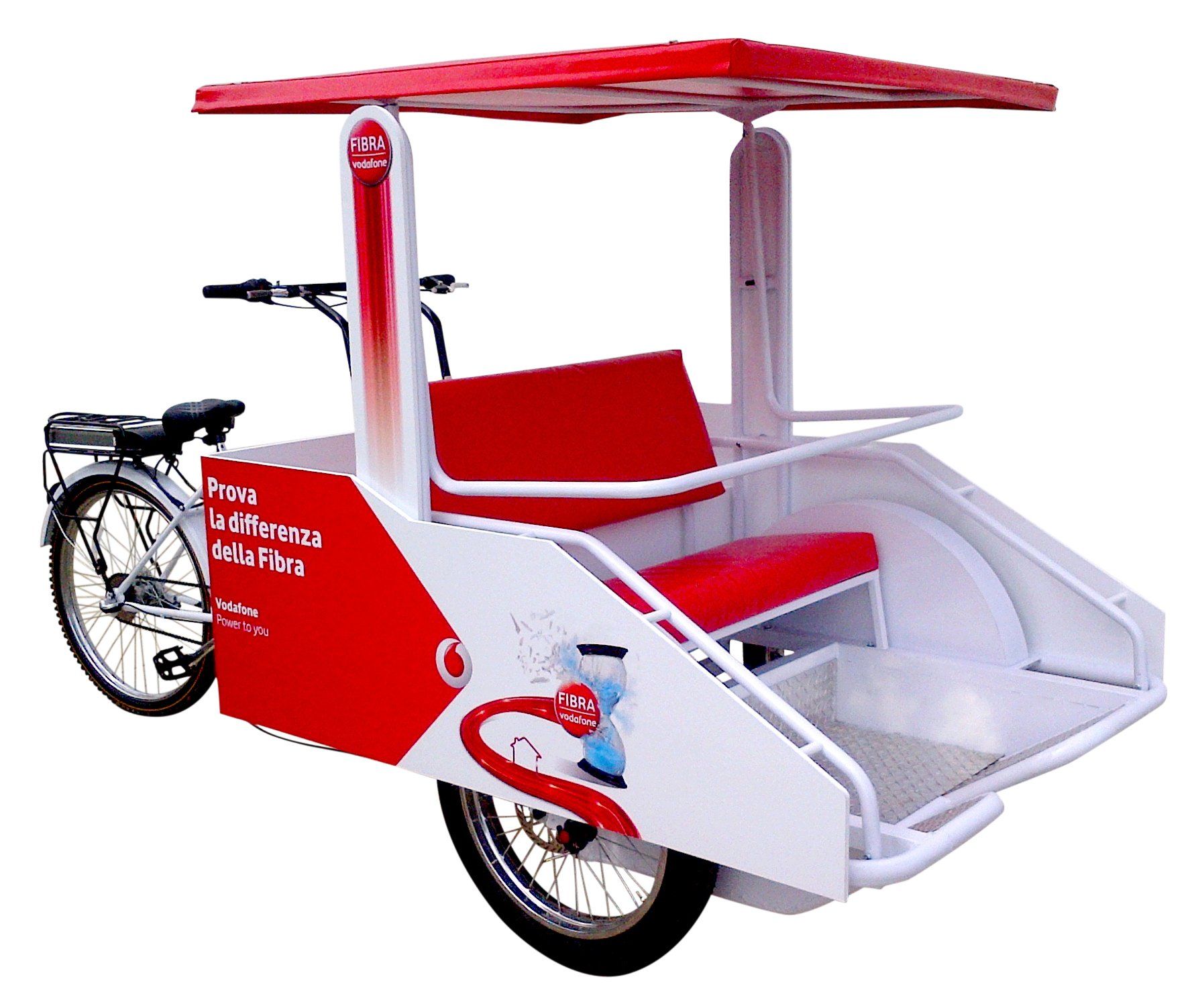 triciclo pubblicitario cargo bike Vodafone