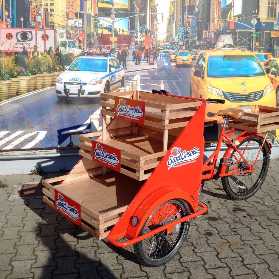 triciclo cargo bike promozione prodotti bio bicicletta pubblicitaria