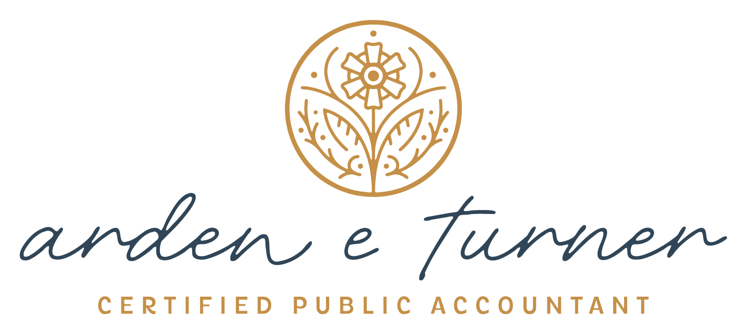 Arden E Turner blue and gold logo