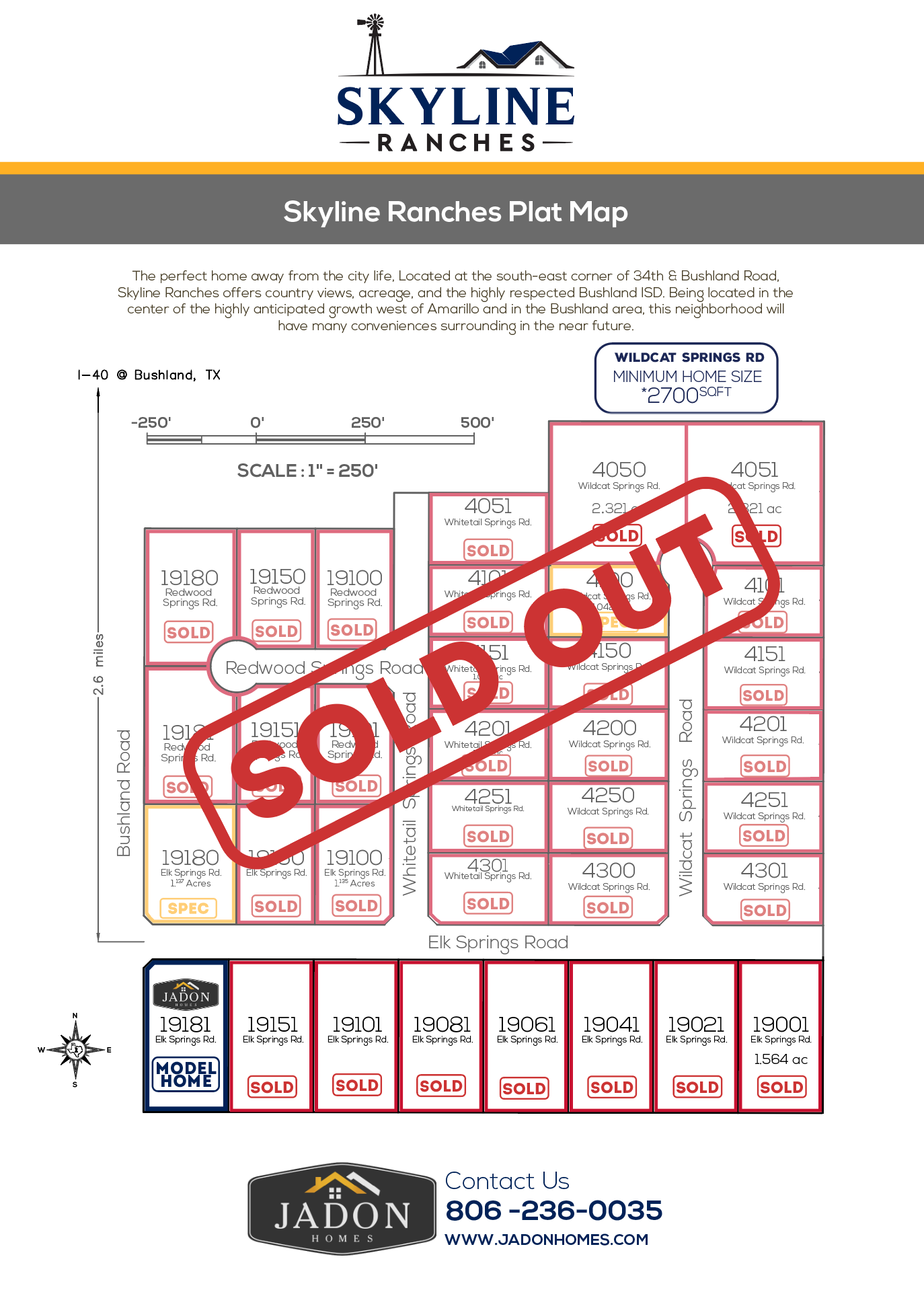 The skyline ranches plot map is sold out.