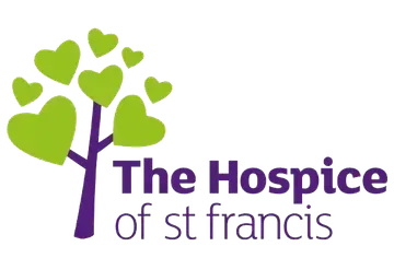 The hospice of st francis logo has a tree with hearts on it