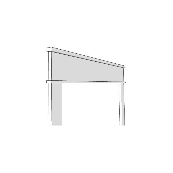 An open doorway with a header, frame, and pillars, partially shaded.
