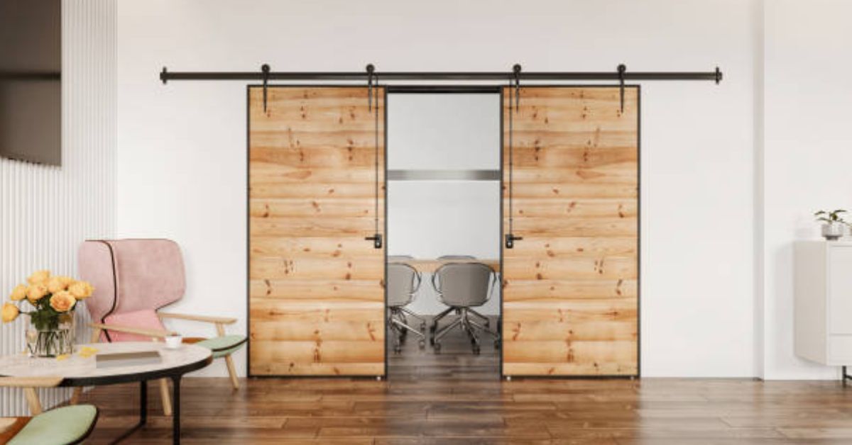 Custom Sliding Doors Leawood, KS handcrafted wood sliding door installed by Prairie Winds Woodwork