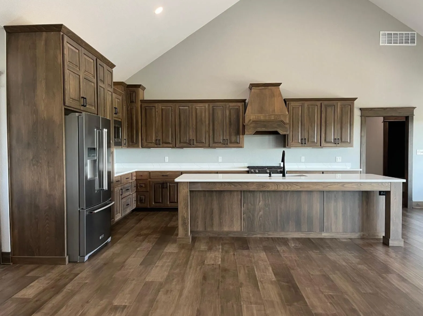 Custom wood kitchen cabinets with water-resistant conversion varnish finish by Prairie Winds 